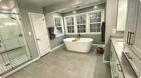 Modern bathroom remodeling project in Maryland by Bethelor Home & Remodeling